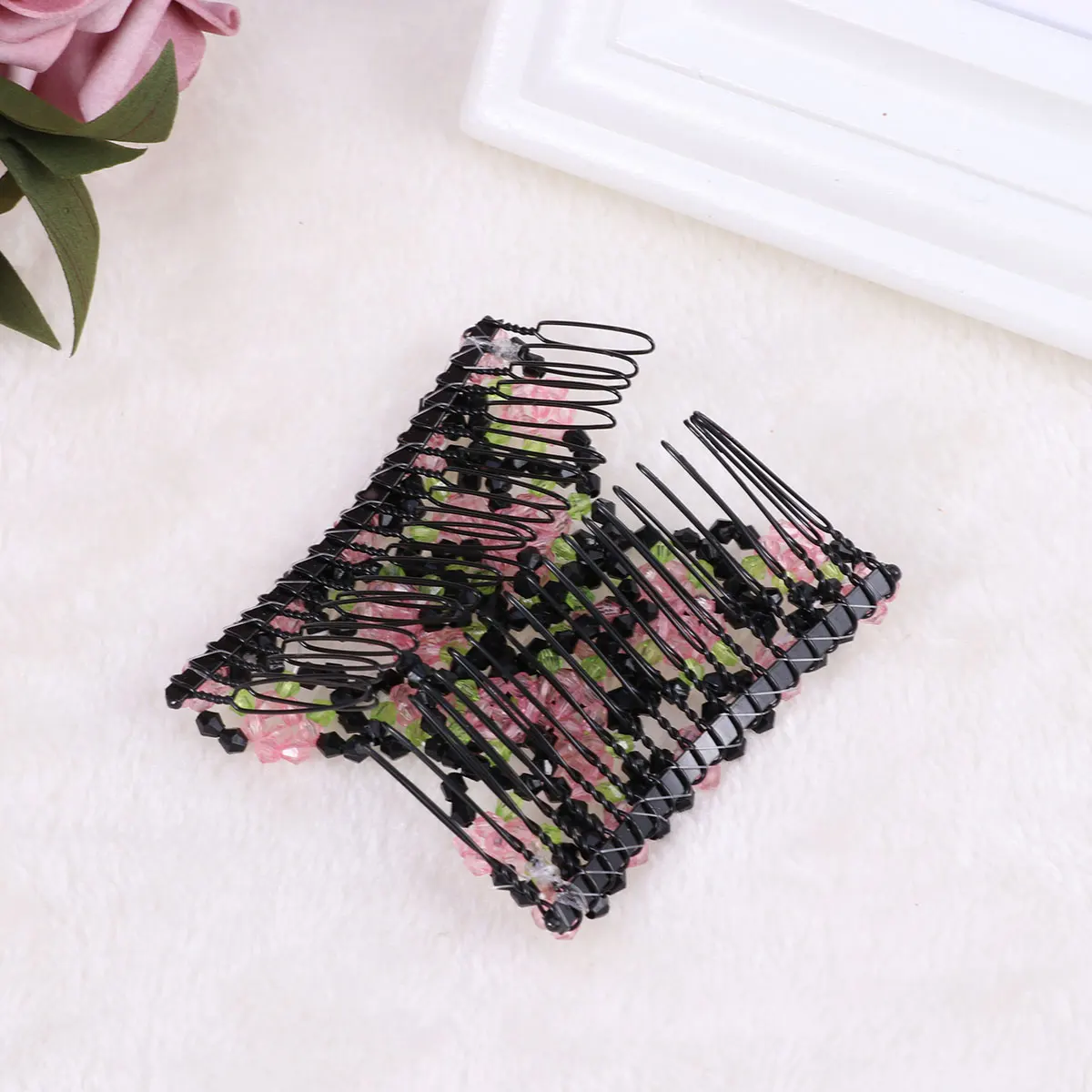 

Hair Comb Double Row Wire Clips Slide Combs Pink Durable Lightweight All Hair Types Styling Easy Use Comfortable
