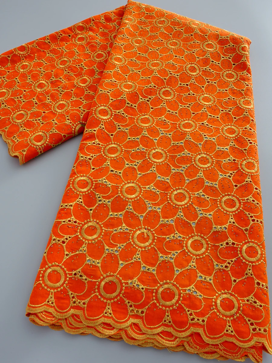 

African Cotton Lace Fabric Embroidery High Quality 2026 Swiss Cotton Voile Lace Embroidered Hole Lace For Party Dress Sew 5Yadrs