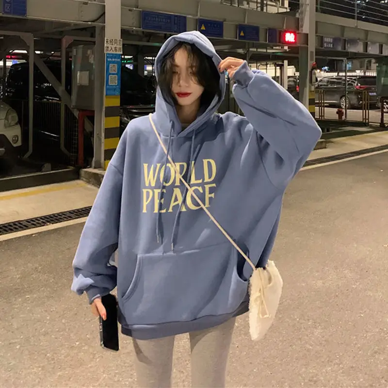 Hoodies met capuchon Downtown-kleding Dames Cotone Premium alledaagse manchetten Sherpa abstracte letters Jeugdkleding Geribbelde zoom Herfst Cotone