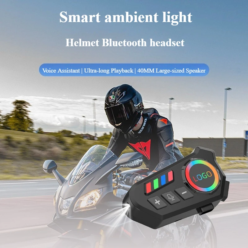 

Bluetooth-гарнитура для шлема K06 со встроенным фонариком, 800 мАч, 40 часов воспроизведения, шумоподавление CVC, светодиодная подсветка, функция шумоподавления