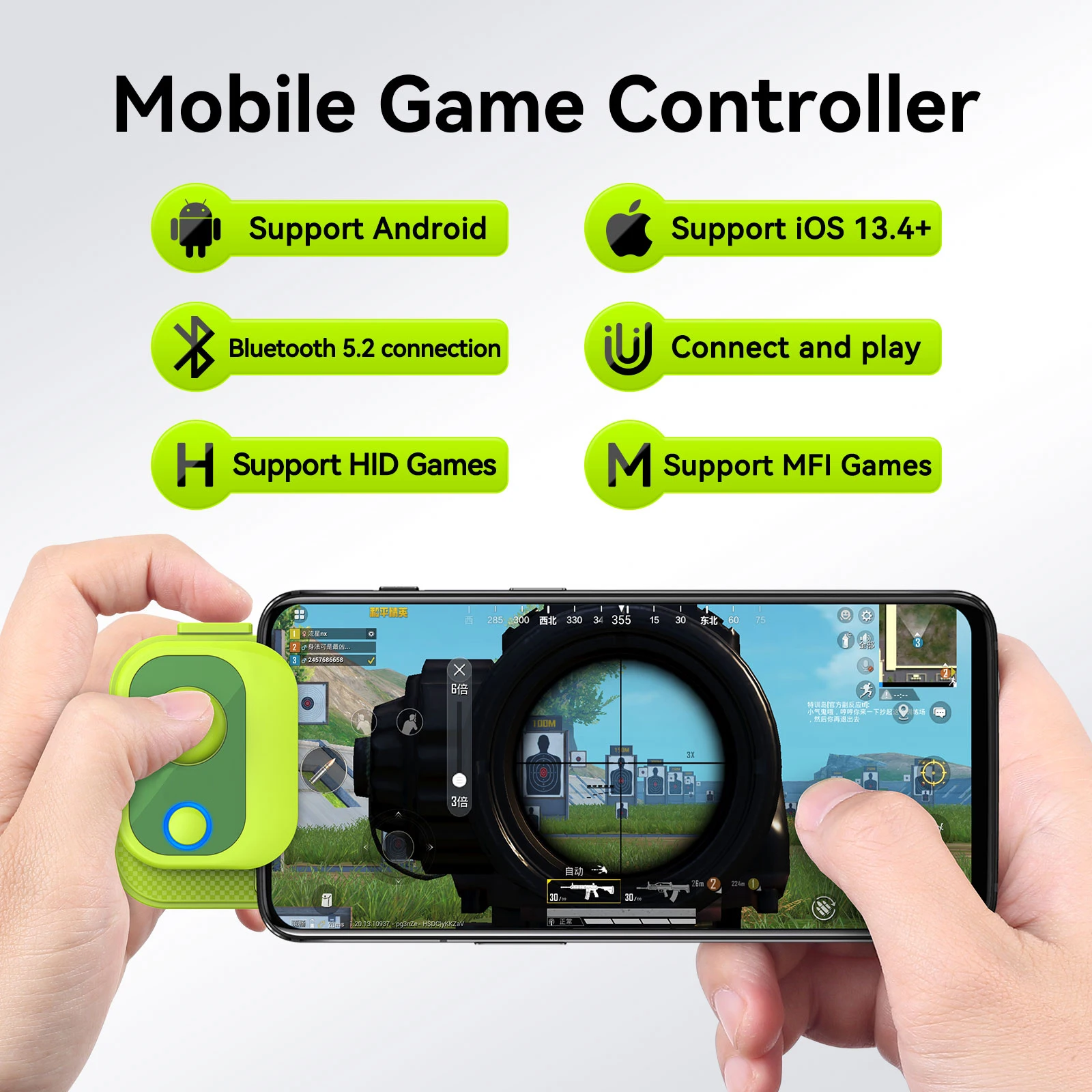 Vandlion JK1 Game Joystick 110mAh Blue tooth TYPE-C Gamepad for mobile phone Green White