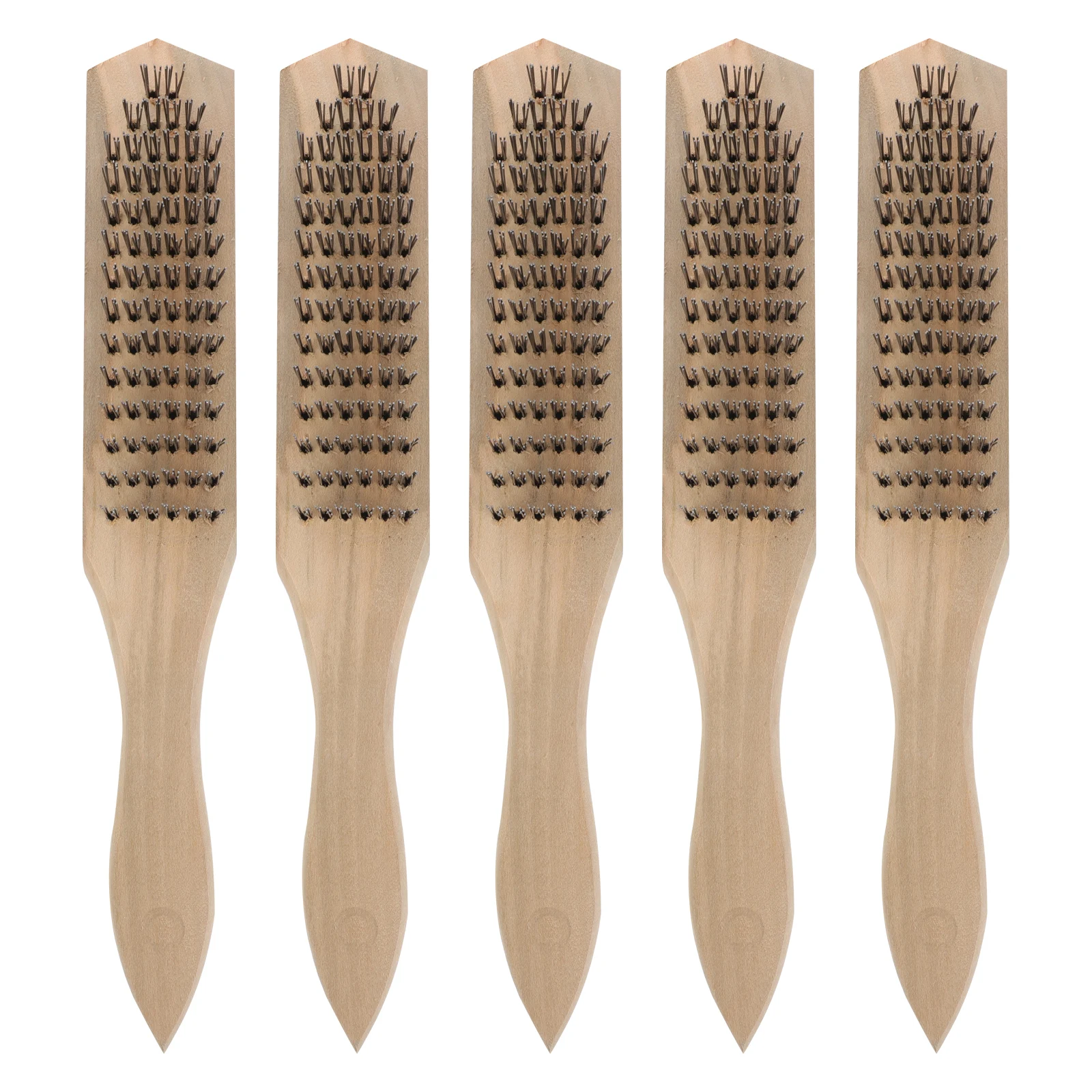 

5pcs Wire Steel Cleaning Tools Wood Handle Rust Removal Rust Removal Brushes Dust Debris Polishing Industrial Power