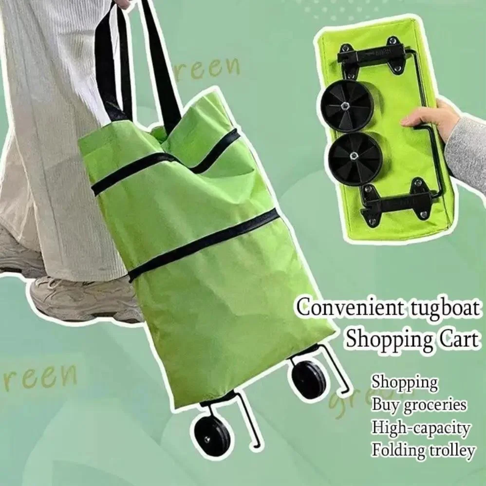 Portable Grocery Cart - Foldable Household Shopping Cart, Convertible Backpack Shopping Bag, Lightweight Wheeled Hand Truck