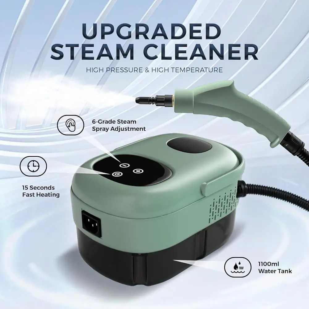 2500W 휴대용 스팀 청소기 고압 기선 휴대용 고온 자동차 홈 청소 6 기어 조절 가능 1100ml 탱크 5