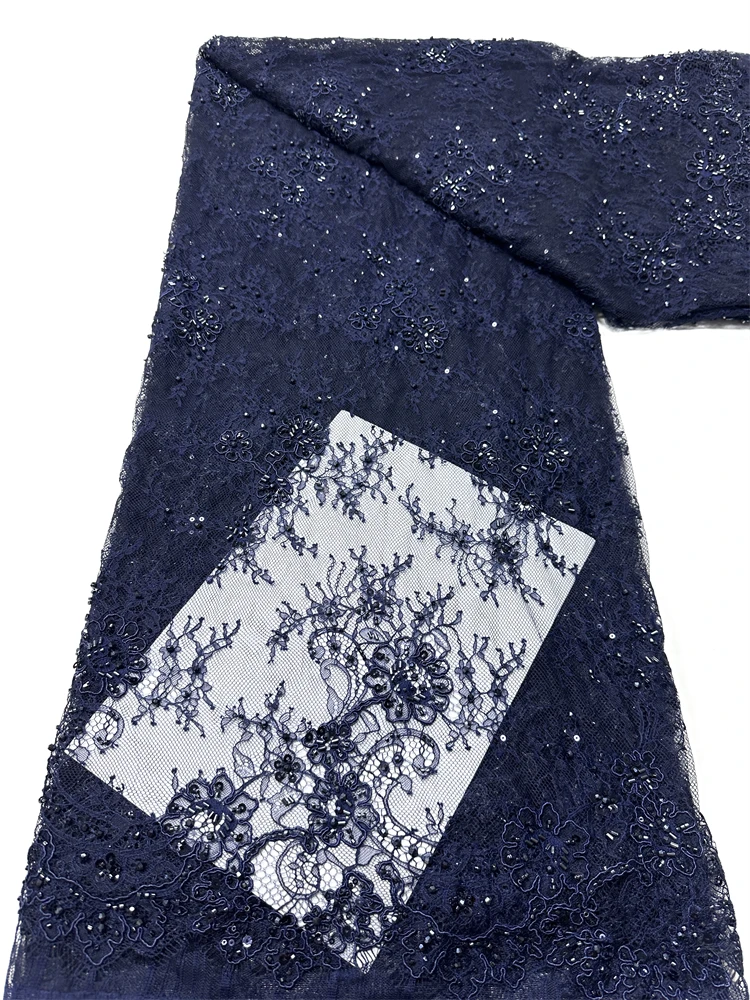 

Модная африканская кружевная ткань 2026 года: высококачественное французское кружево с бисером, роскошный тюль, нигерийское кружево с пайетками для свадебных платьев