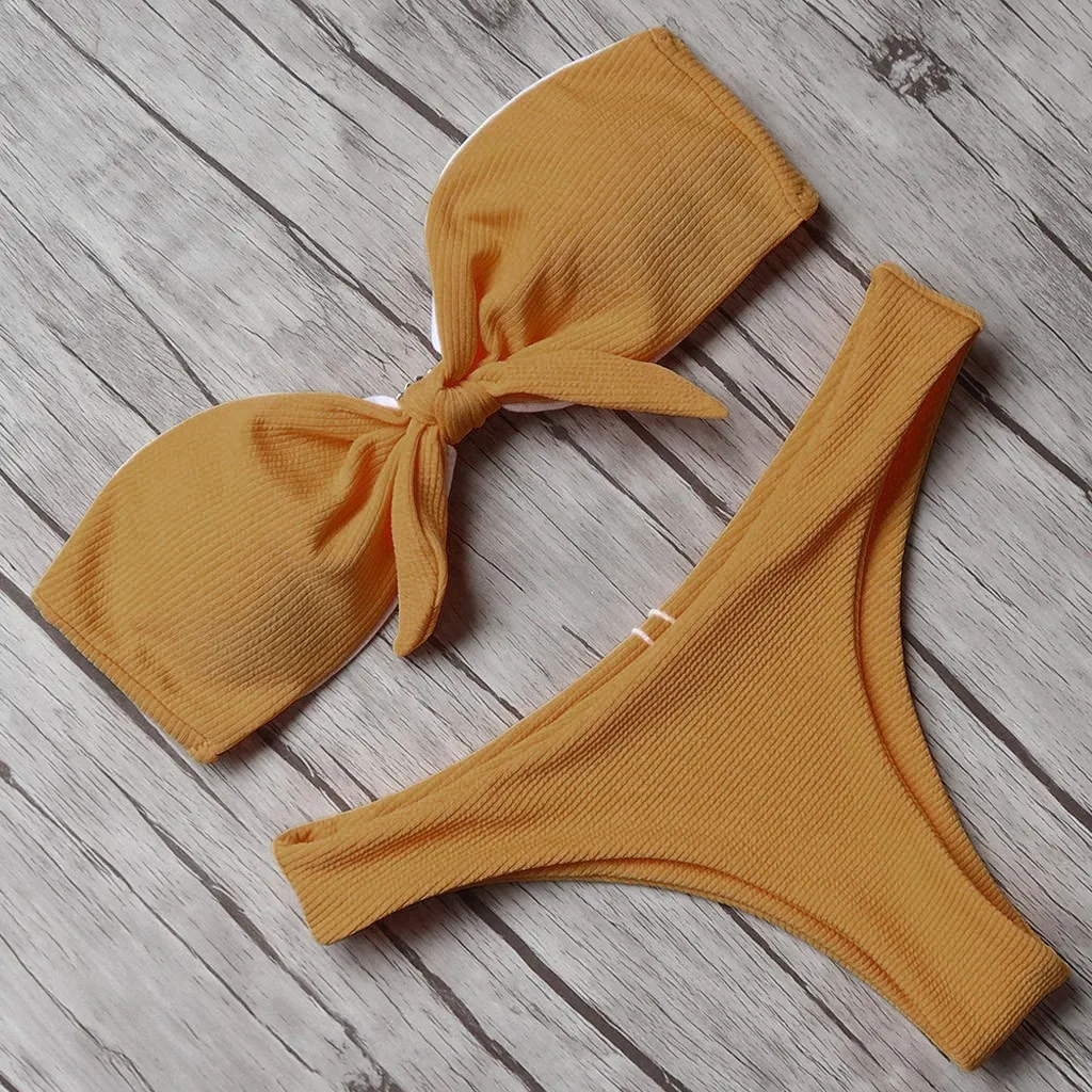 Letnie plażowe klasyczne strój kąpielowy Bikini damskie seksowny biustonosz Push-Up Bikini z nadrukiem w kropki plażowe stroje kąpielowe