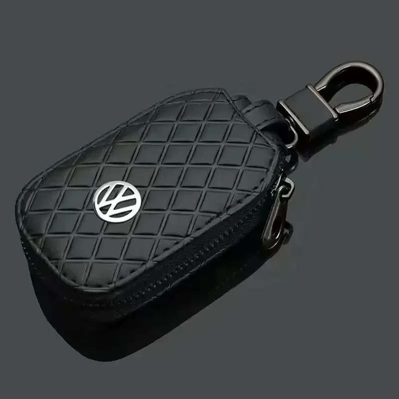 Leather Car Logo Key Protective Bag for Volkswagen Passat Santana Touareg Tiguan Golf Bora Jetta CC Mk6 Beetle Scirocco Sagitar