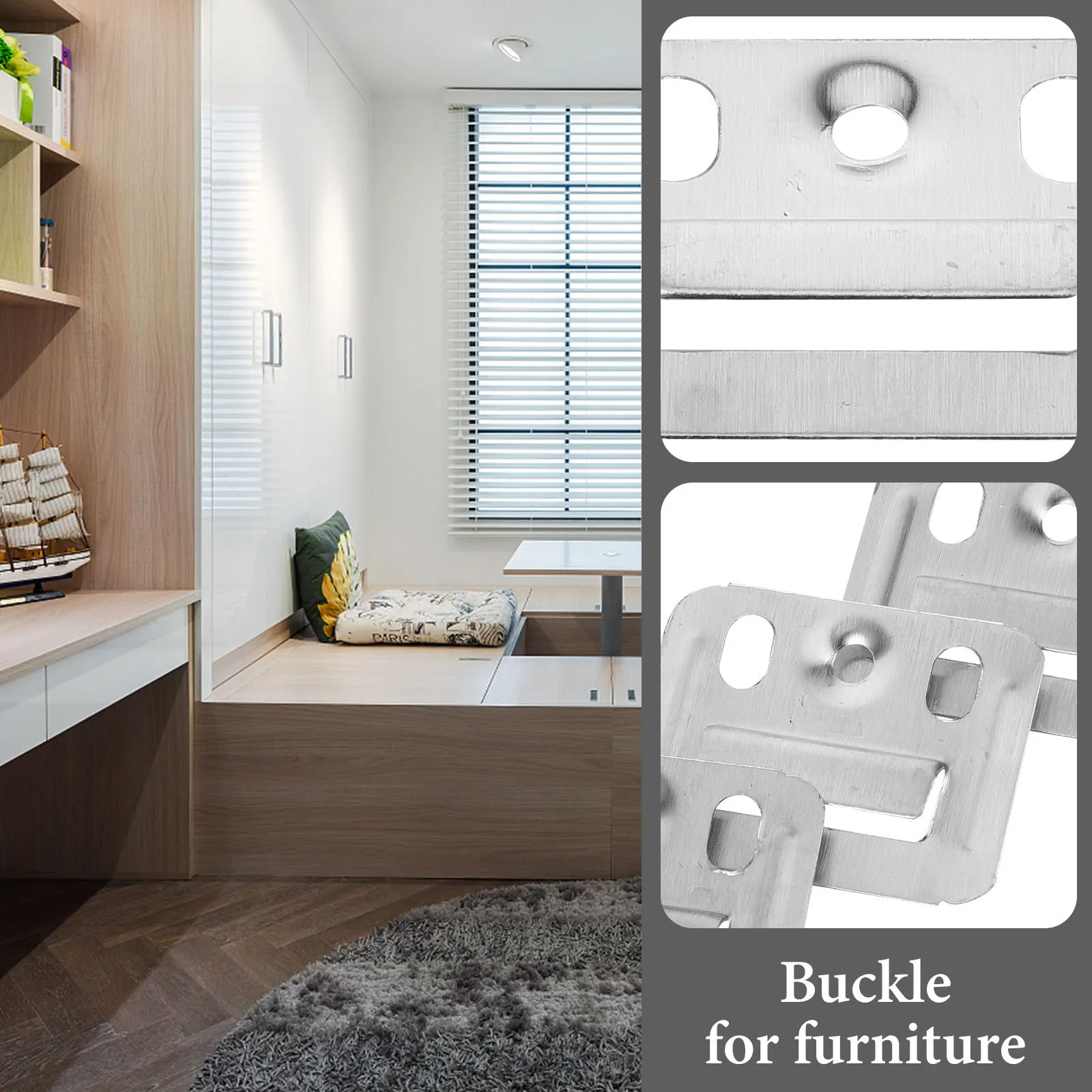 

200Pcs Stainless Steel Wall Panel Buckle Durable Furniture Clamp Easy Installation Fixing Piece for Integrated Wall Panel