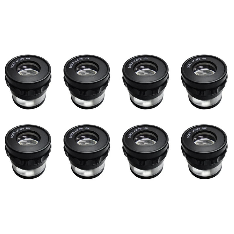 

8Pcs 10X Stand Measuring Magnifier Scale Loupe Magnifying Glass 10X With Scaled Magnifier