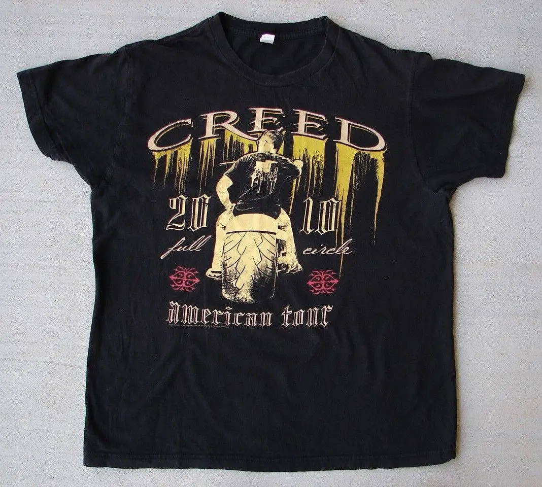 Creed 2010, американский тур, концертная футболка в стиле ретро, унисекс, для мужчин и женщин, KTV6220 Creed 2010, американский тур, концертная футболка в стиле ретро, унисекс, для мужчин и женщин, KTV6220