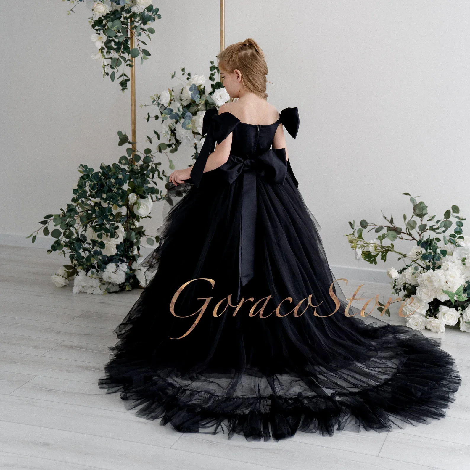 Black flower girl dress,Junior flower girl dress,Tulle party dress,Pageant dresses for girls,Prom dress girls,Special occasion