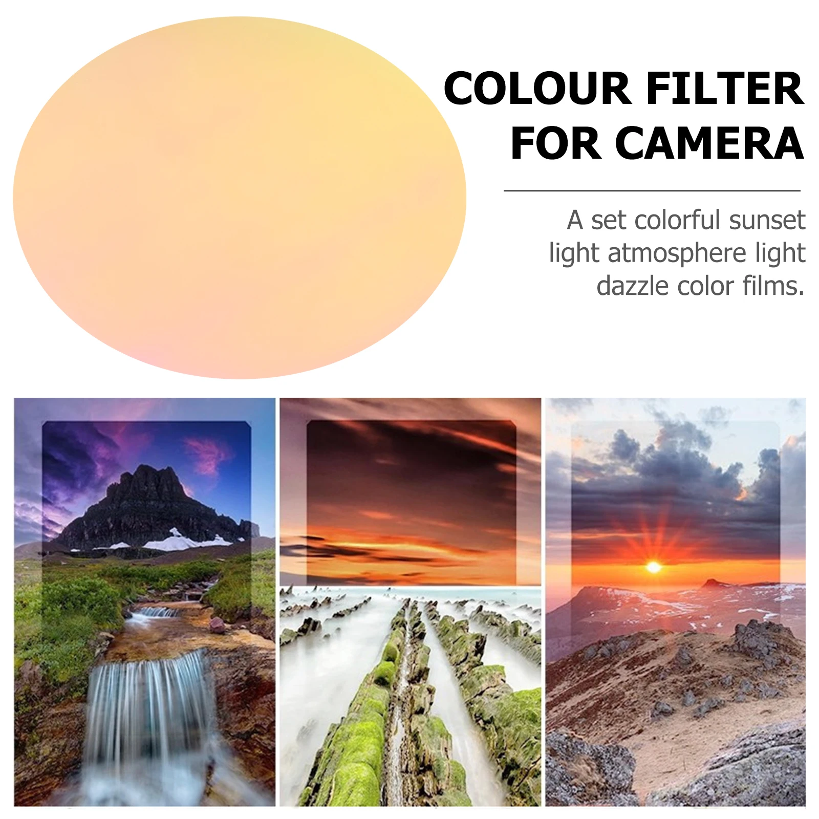 

10pcs Sunset Ambient Light Film 66mm Diameter Color Filter Transparent Orange Gel for Camera Studio Lighting