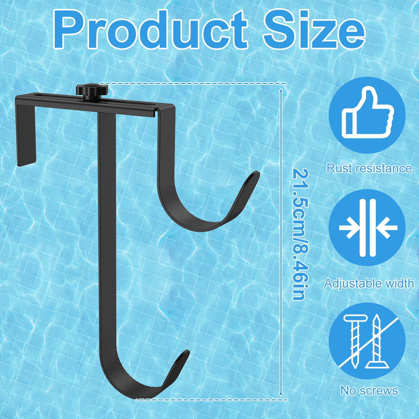 2 Pcs Pool Pole Hooks Adjustable Pool Pole Hanger No Drill Pool Fence Hooks Set Rust Resistant Pole Holder for Swimming Pool image 6
