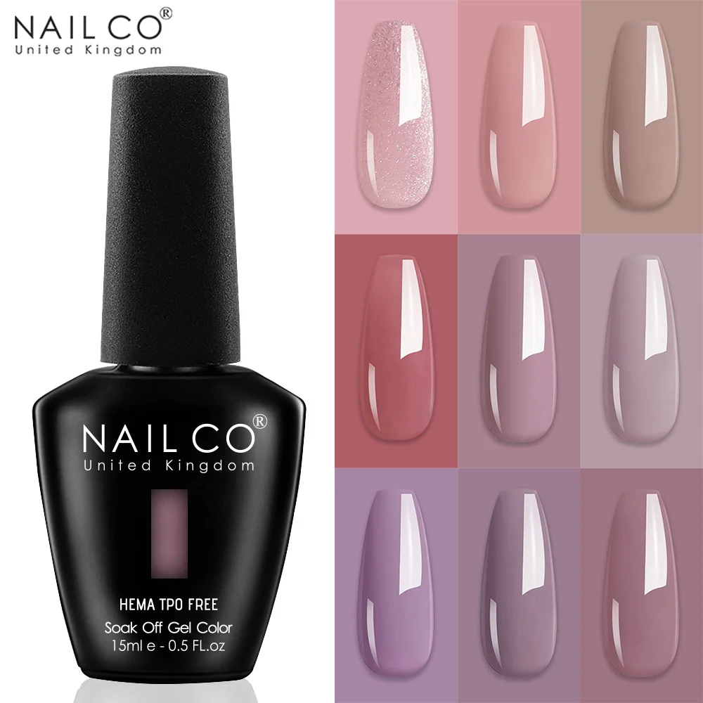 NAILCO 15ml Morandi Series Soak Off Gel Nail Polish Muted Deep Burgundy Purple & Brown Red Translucent Gel Varnish Autumn Shade