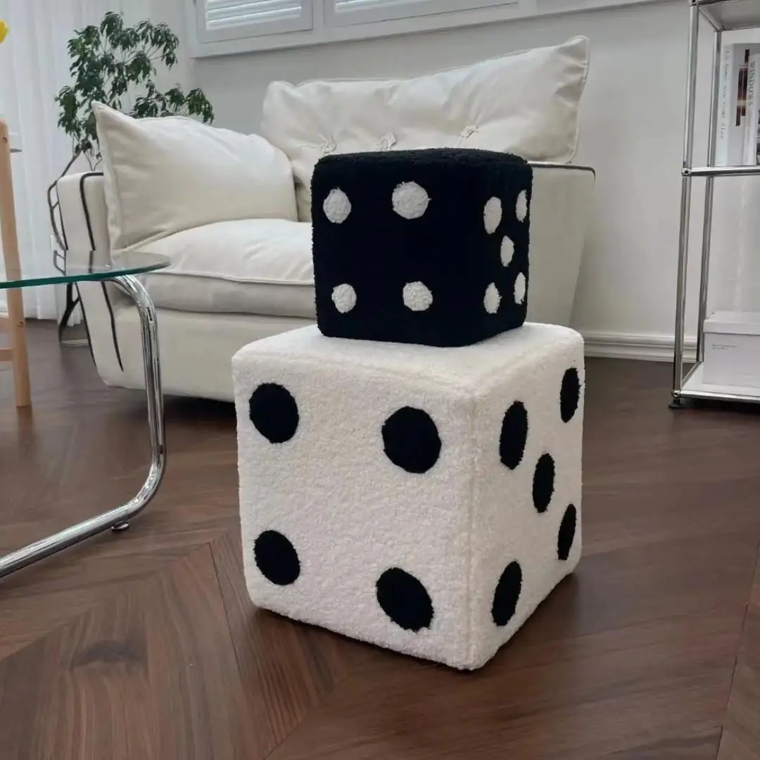 

Change Shoe Stool Velvet Dice Bedroom Decorative Stool Small Apartment Simple Leisure Stool Acrylic Creative Stool