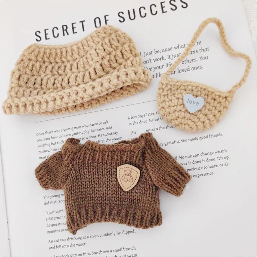 17cm Doll Clothes 6.7 Inches Cute Doll Clothes for Labubu Suitable for Dolls Accories 5 Set Hand Crocheted Doll Outfits for Col