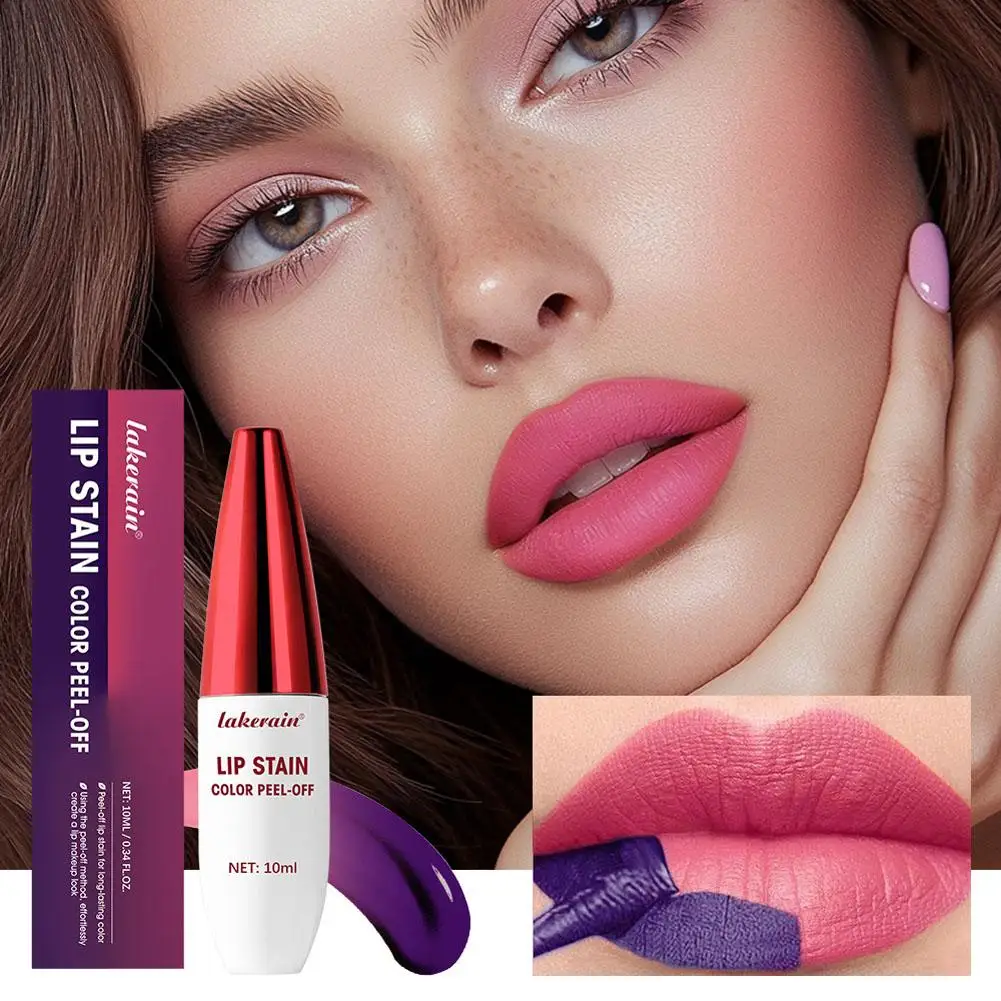 Peel Off Rose Pink Lip Gloss Matte Outline Contour Transfer Stain Tear Waterproof Off Resistant Lip Lip Tattoo Natural Tint Q7Q4