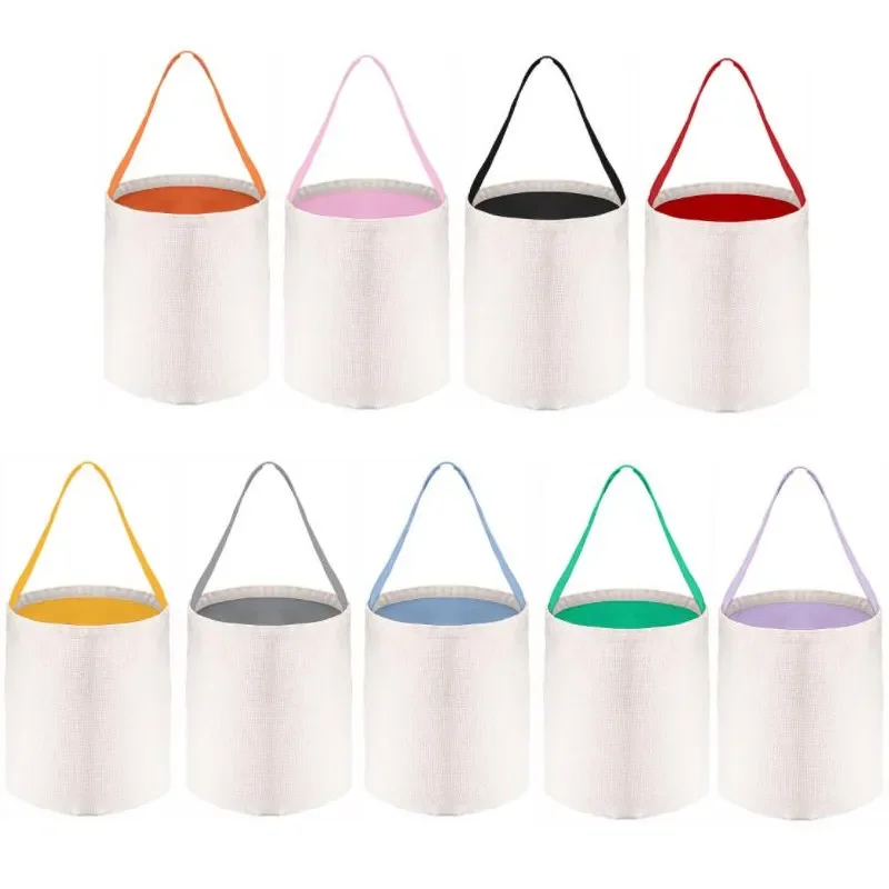 

Easter Basket Bag Cotton Linen Carrying Gift and Eggs Hunting Candy Bag Halloween Storage Pouch DIY Handbag Toys Bucket 9 Colors