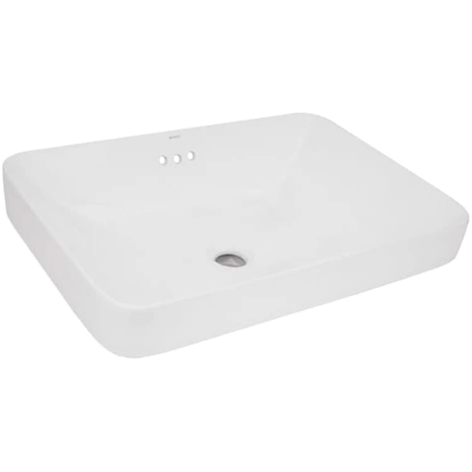 

24 inch Bathroom Vessel Sink White Semi Recessed Rectangular Porcelain Ceramic - Utility Sink, Wall Mount Bathroom Sink for Mo