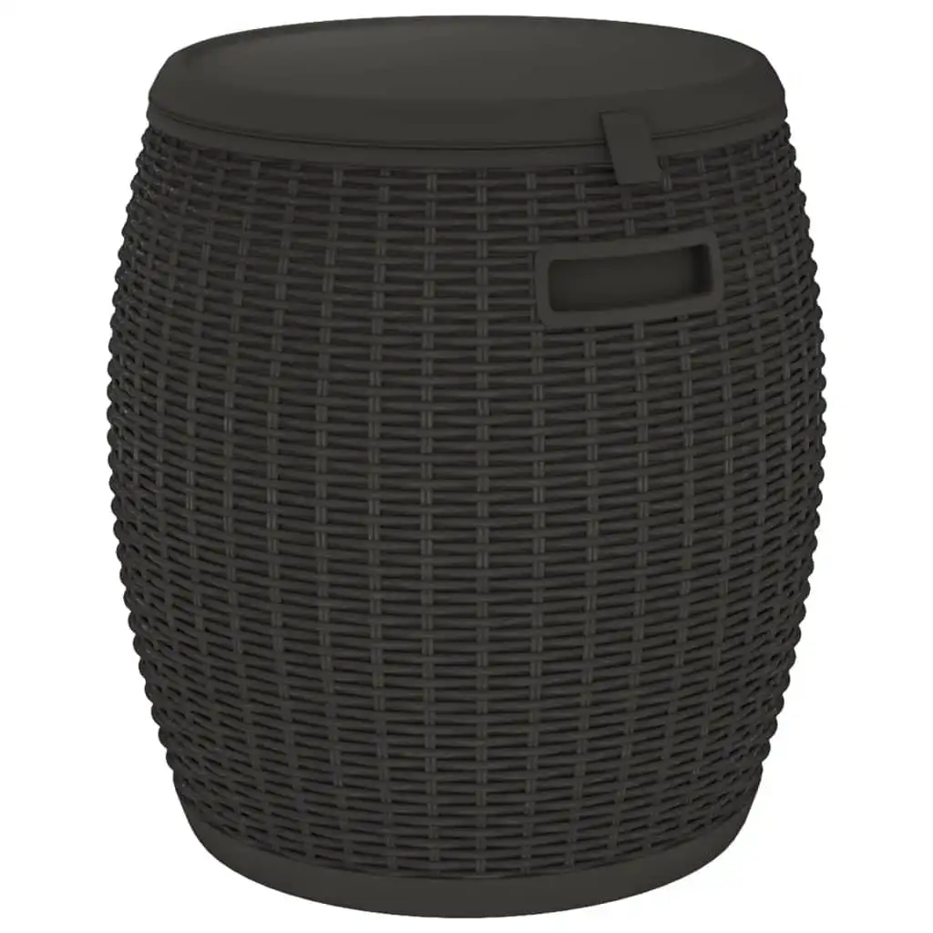 vidaXL Banc de rangement extérieur 37L aspect rotin noir en plastique PP 42,5x42,5x44cm Charge max. 75kg Résistant aux intempéries Coffre de rangement pour patio