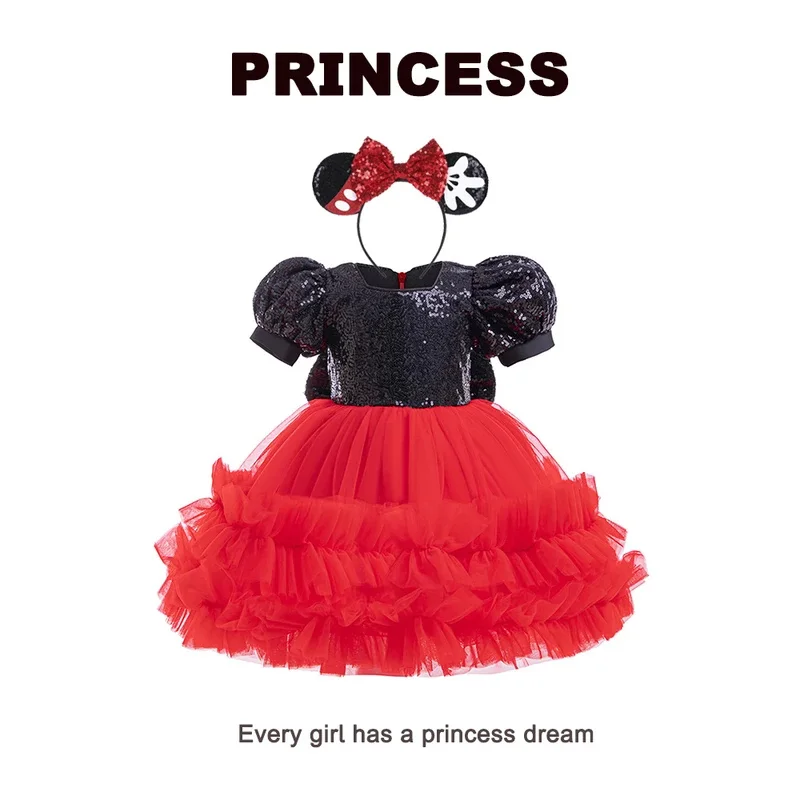 

Mickey Princess Dress Girls Sequin Mesh Ball Gown Children Carnival Halloween Clothes Kids Formal Dress for 1-6Y