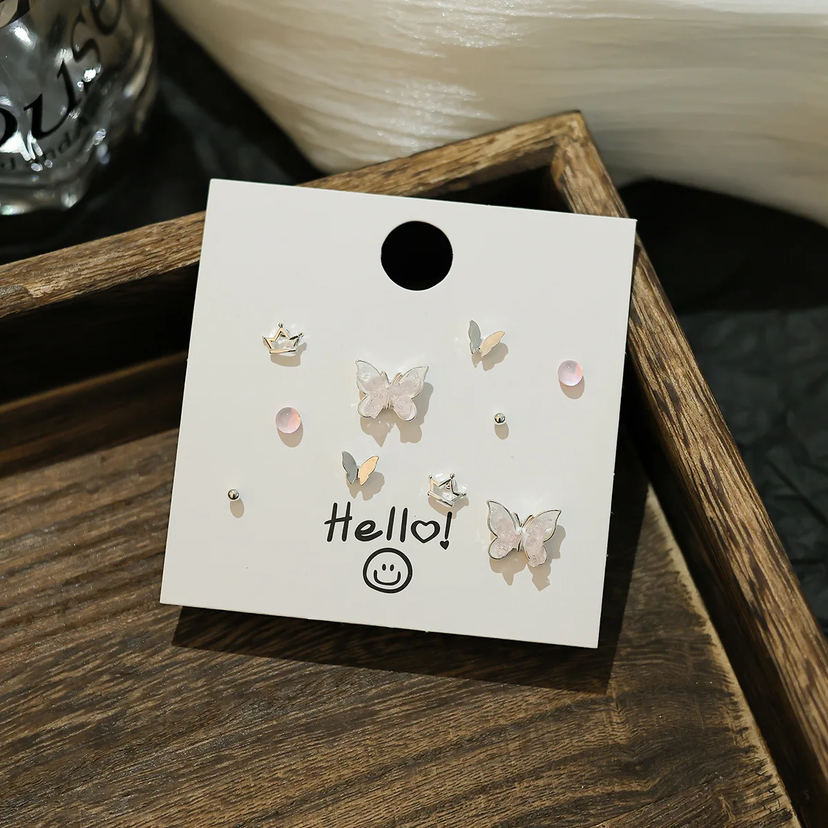 5 Pairs S925 Silver Needle Zinc Alloy Earrings Set Flower Butterfly Ball Heart Shape Cute Fresh Earrings For Women Jewelry Gift