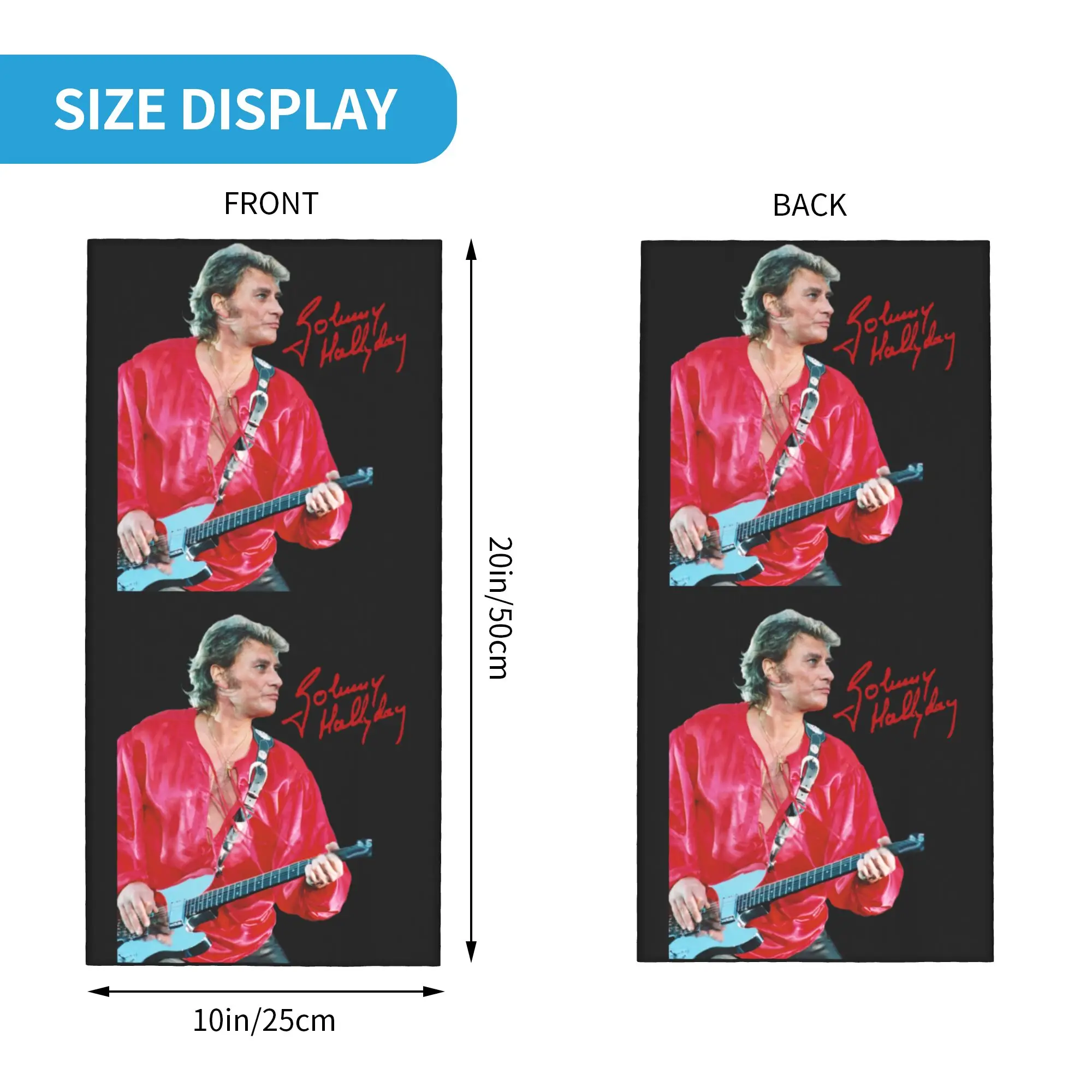 Johnny Hallyday French Singer Music Bandana Neck Warmer Men Women Winter Ski Hiking Scarf Gaiter  Face Cover