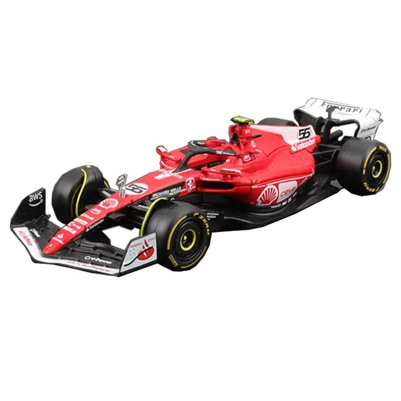 Bburago 1:43 Ferrari SF-23 Las Vegas 55 # Sainz 16 # Leclerc Monza Livery Formula Satu Dengan Hardcover F1 koleksi mainan mobil logam campuran