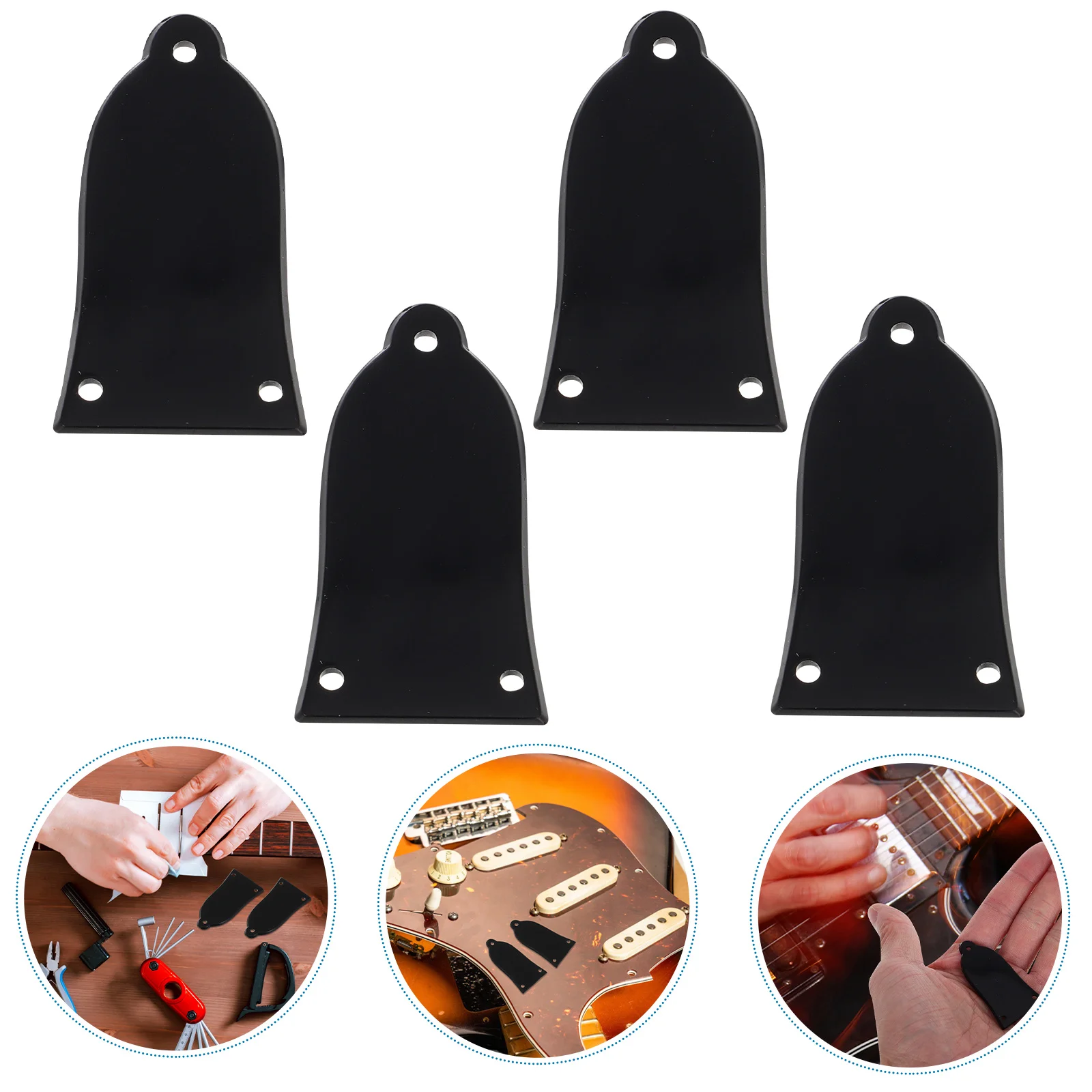 

4pcs Bell-Shaped Electric Rod Covers Plastic Replacement Parts For Bass Repair Guitar Accessories Truss Cover Plate Dirt