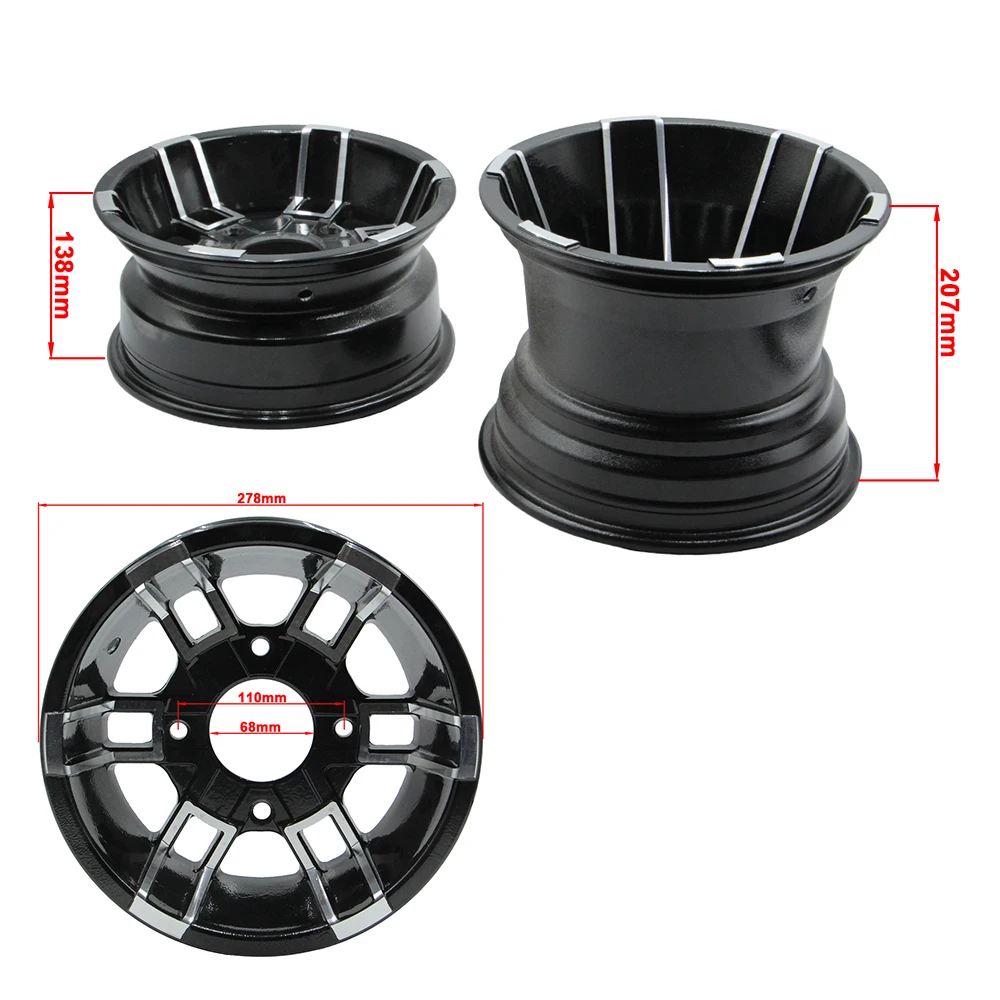ATV 10-inch Aluminum Alloy Front and Rear Wheels for Four-wheel Vehicles, ATV, Go-karts, Tires22/20X10-10 23/21X7-10