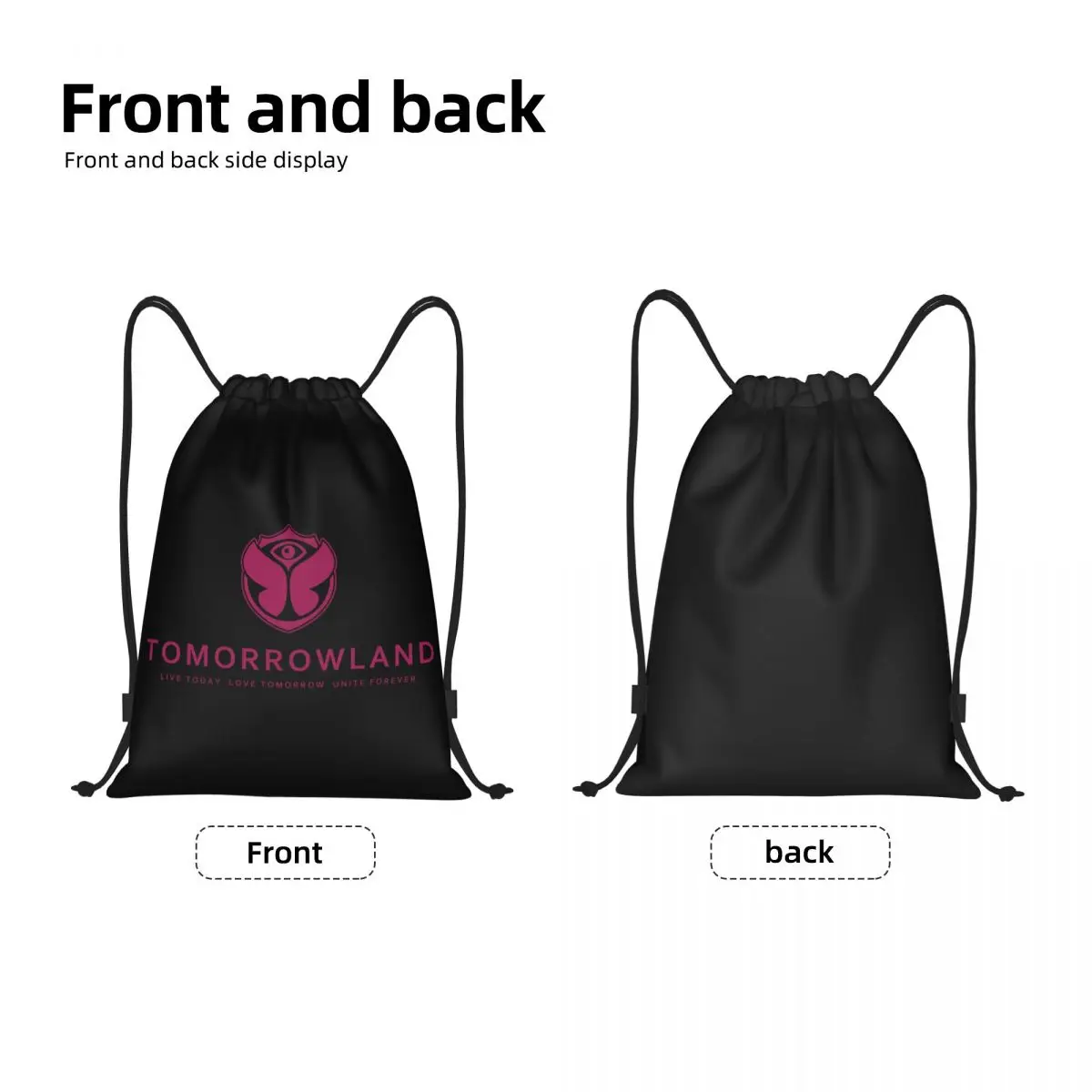 Custom Tomorrowlands Drawstring Backpack Bags Lightweight Belgian Electronic Dance Music Festival Gym Sackpack Sacks for Yoga