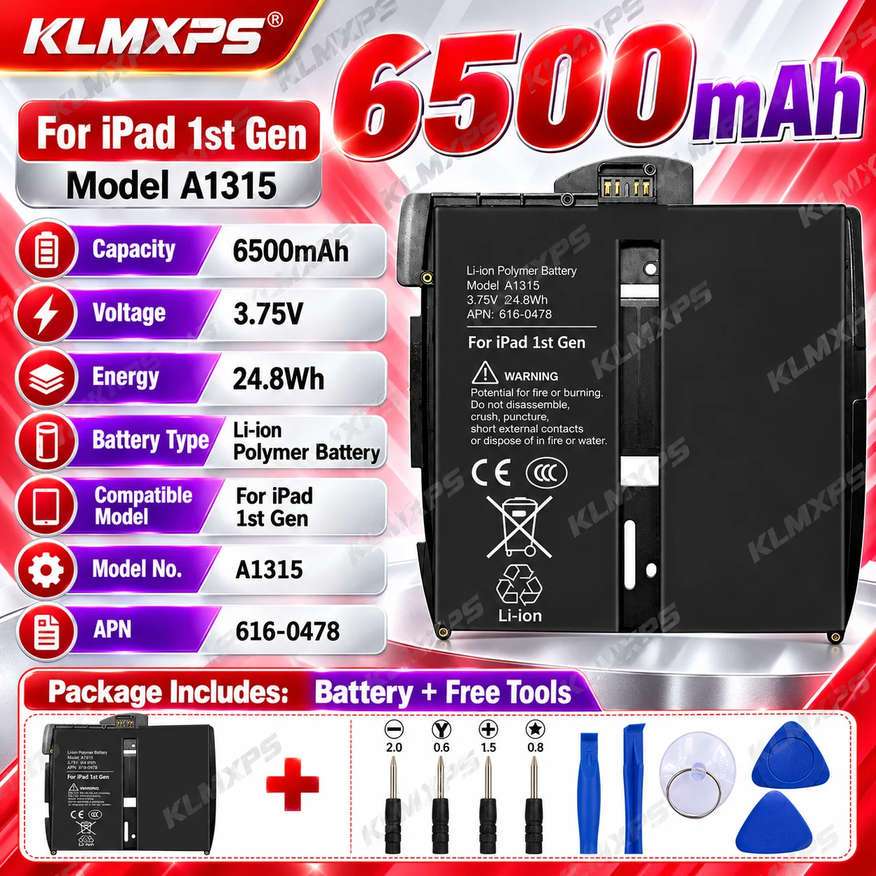 Wholesale In Stock Built-in Fast Charging Board Lithium Tablet Battery Compatible with Apple iPad 1 A1315 Replacement