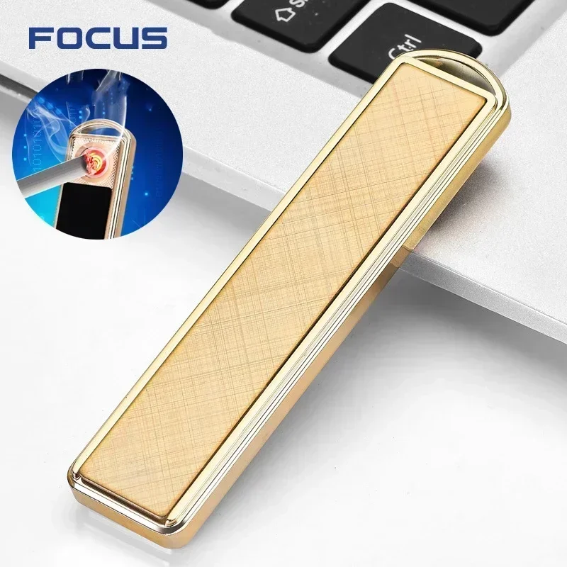 New Fashion Keychain USB Windproof Lighter Smoking Smooth Lighter Zinc Alloy USB Rechargeable Exquisite Gift