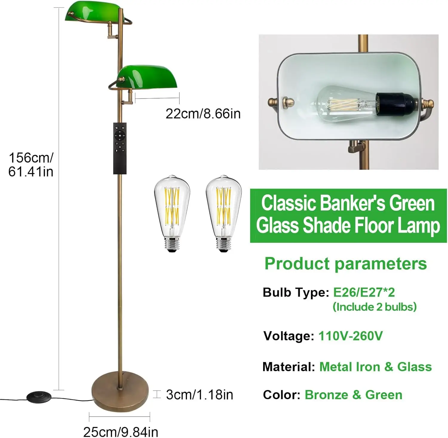 Dimmable LED Floor Lamp with Remote & Foot Switch, Adjustable Color Temperature for Living Room Bedroom Office view 2