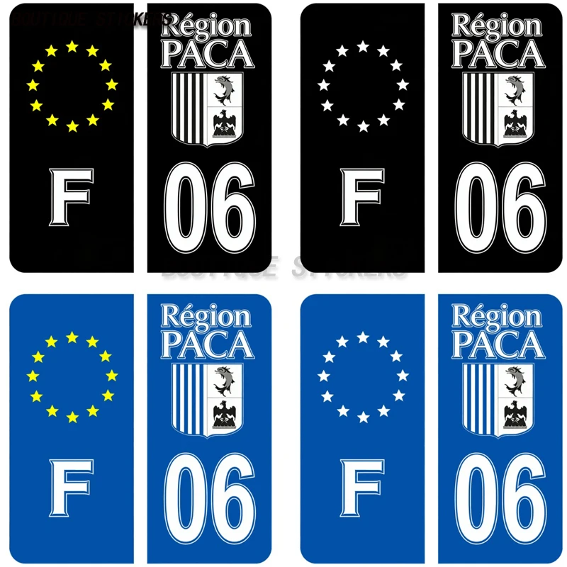 

2Pcs Eu French Riviera autocollant de logo voiture France 06 PACA région autocollant plaque d'immatriculation voiture