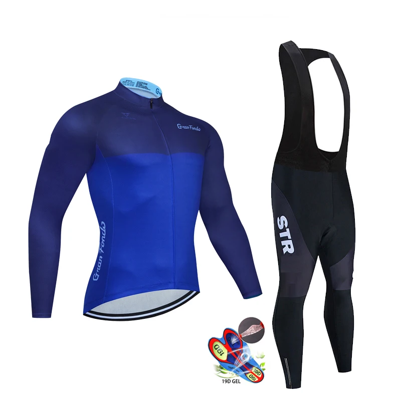 Autumn Black Cycling Jersey Set Long Sleeve 2022 New STR Cycling Clothing Sports breathable Men Road Bike Suit MTB Pants Wear