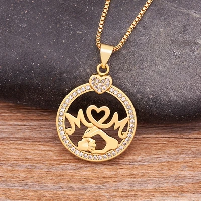 Women's Zircon MOM Heart Shape Necklace, Personalized Gift