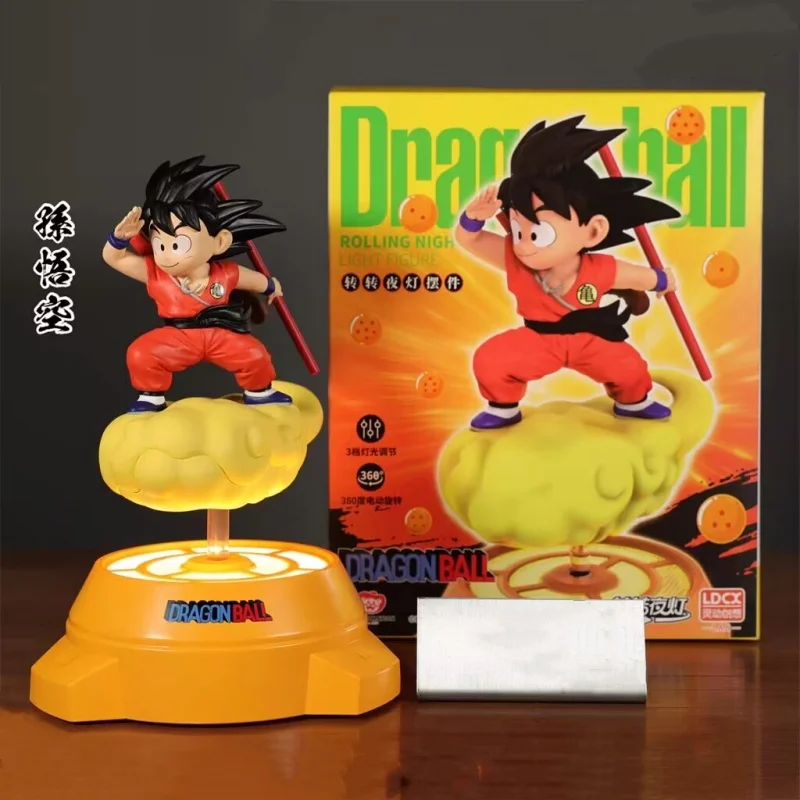 回転するドラゴンボールアニメのフィギュア,常夜灯,周囲のランプ,部屋の装飾,誕生日プレゼント,新品とオリジナル,悟空,17cm