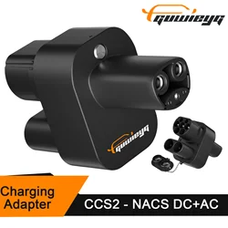 GUWIEYG CCS2 to Tesla AC+DC Adapter Fit for Tesla Model 3/X/Y Made in USA CCS2 Combo Adapter Support CCS2 and Type2 Charger