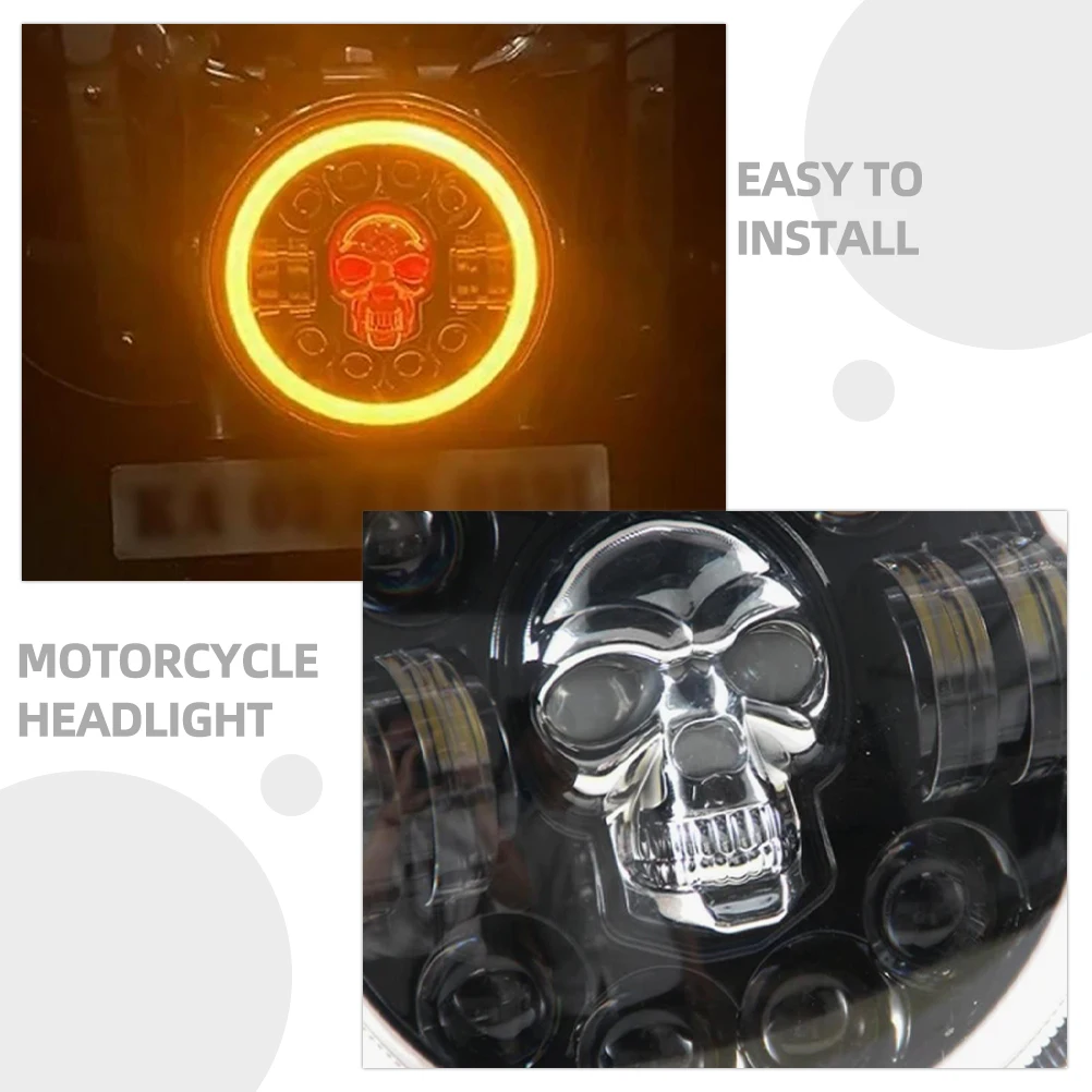 

7 Inch 60W LED Skull for Motorcycle Off-road Vehicle Modification Car Lights ABS Aluminum Waterproof