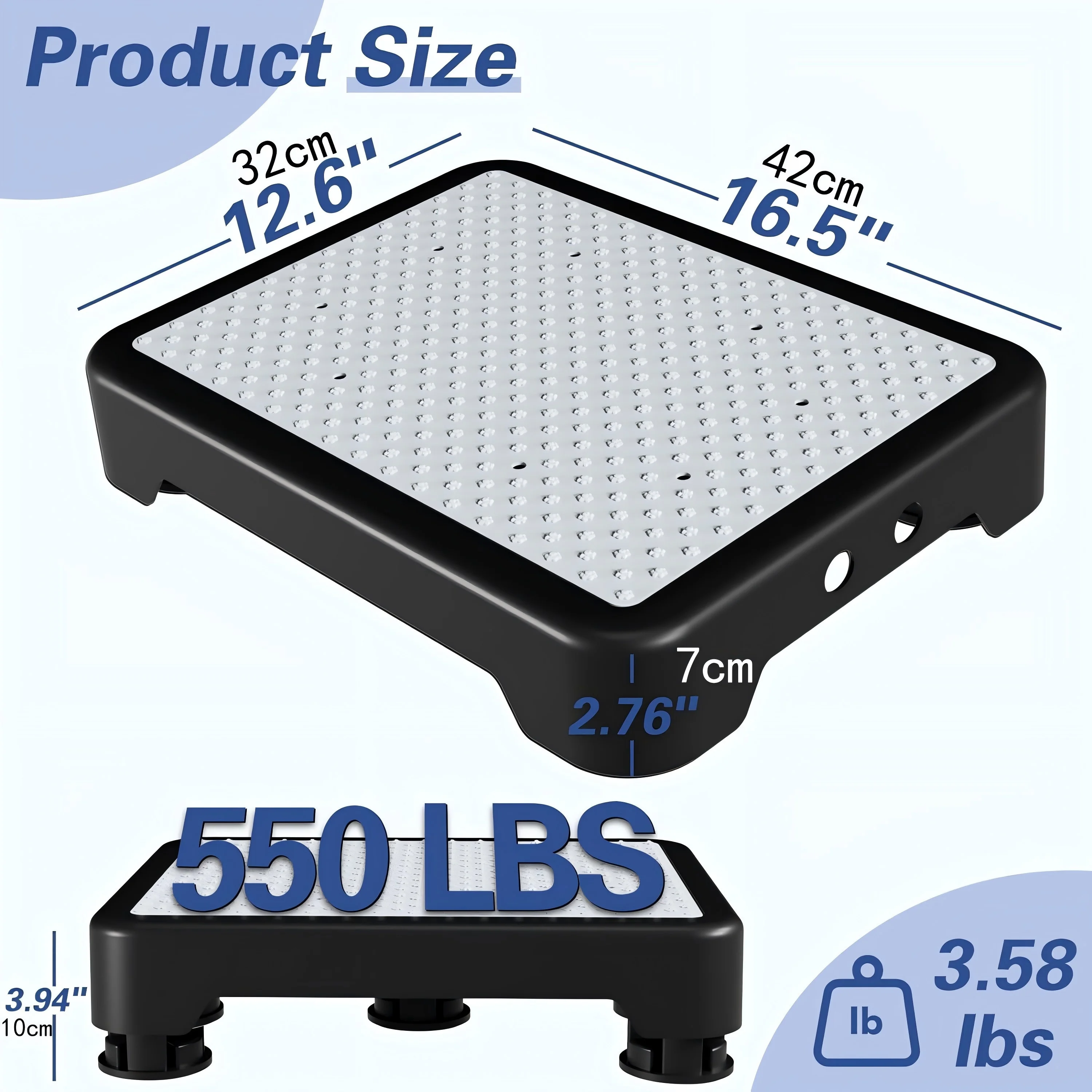 Heavy-Duty Adjustable Non-Slip Stepping Stool Sturdy Polypropylene with Rubber Mat Portable Indoor Outdoor for Car Bed Stairs image 6