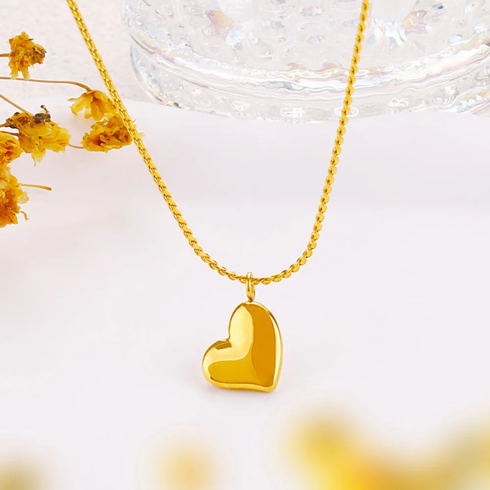 Jewelry Sets Copper Plated Genuine Gold Series Heart Shaped Fritillaria Necklace Women'S Neck Chain Gold-Plating Pendant Choker