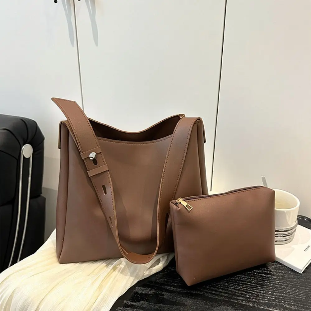 Women Large Capacity Tote Bag Summer New Fashion PU Leather Handbag Casual Bucket Purse Commuter Shoulder Messenger Satchel Bag