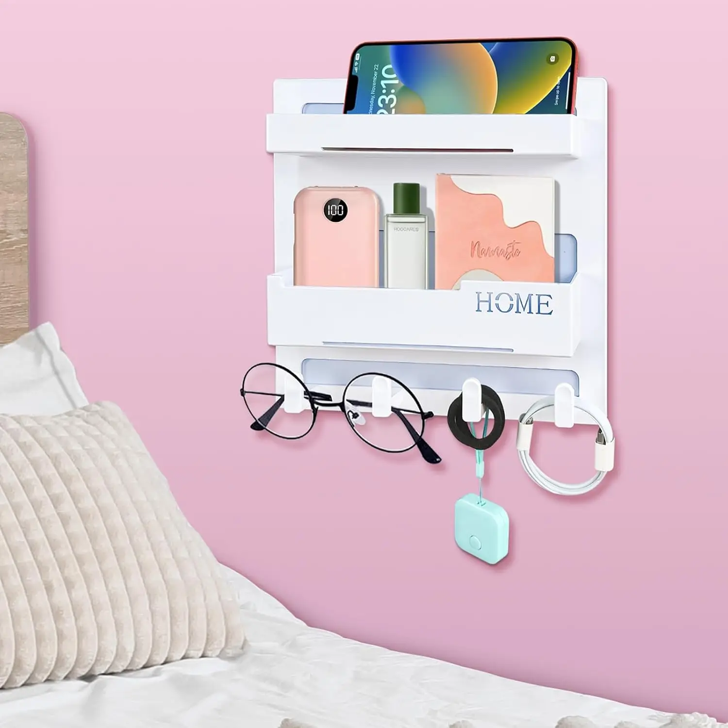 ชั้นวางสําหรับชั้นวางข้างเตียงอุปกรณ์เสริมOrganizer,Wall Mount Self Stick On,ตกแต่งห้องน่ารักความงาม,ตกแต่งห้องพักหญิง,Cool Stu