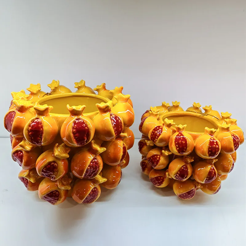 Ceramic fruit ornaments, pomegranate storage, vase inserts, decoration, home crafts