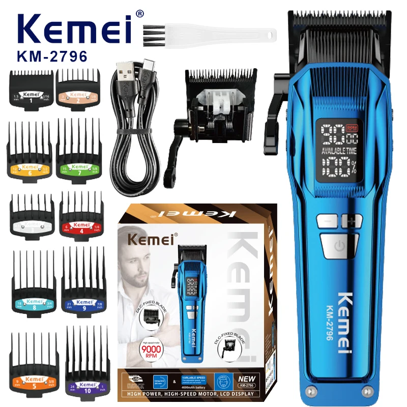 

Kemei Professional Hair Trimmer Cordless Barber Hair Clipper For Men Beard Electric Hair Cutting Machine Adjustable Rechargeable