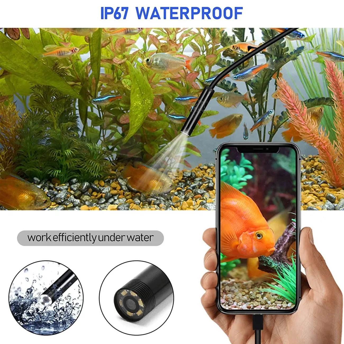 Endoscope Camera Flexible IP67 Waterproof Micro USB Inspection Borescope Camera for Android PC Notebook 5.5/7mm6LEDs Adjustable