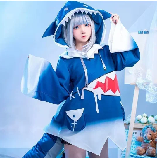 

Hololive Gavrgura Cosplay Costume Eng Shark Holo Live Vt Uber Gawu Gula Shark Clothes Cospaly Anime Costume Female and Wig