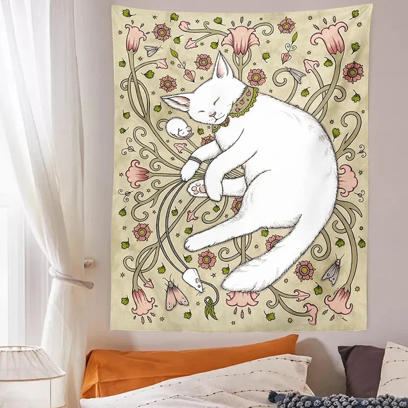 Cat Tapestry Bohemia Bedroom Wall Decoration Tapestries Decoration Bedroom Girl Aesthetics For Room Tapestries Tapiz De Pared