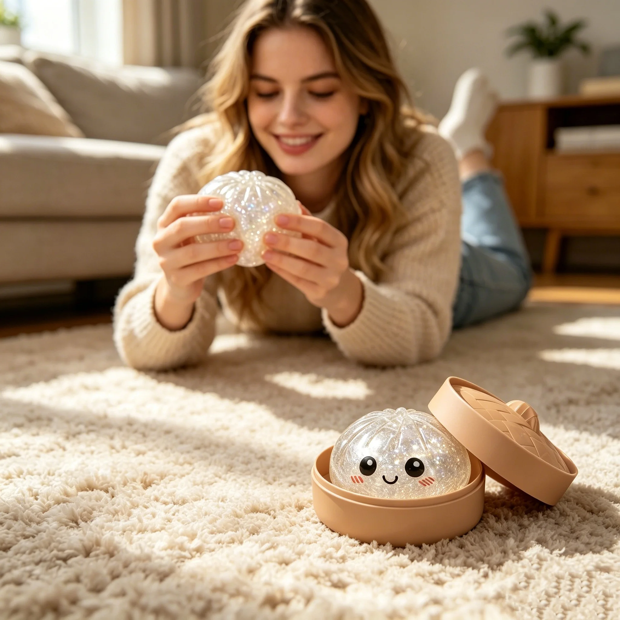 Cute Bread Shaped Stress Ball For Kids And Adults Anxiety Therapy Afterwork Keep Relax Transparent And Shiny Crystal Stress Ball